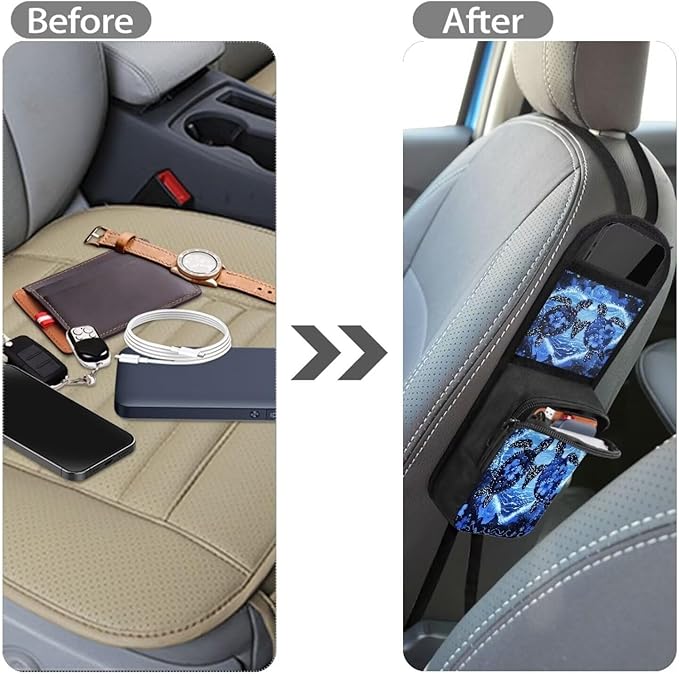 Floral Sea Turtle Auto Seat Side Storage Organizer Heart Print Car Seat Storage Bag Car Purse Holder Automotive Consoles & Organizers for Phone Storage Car Organizer