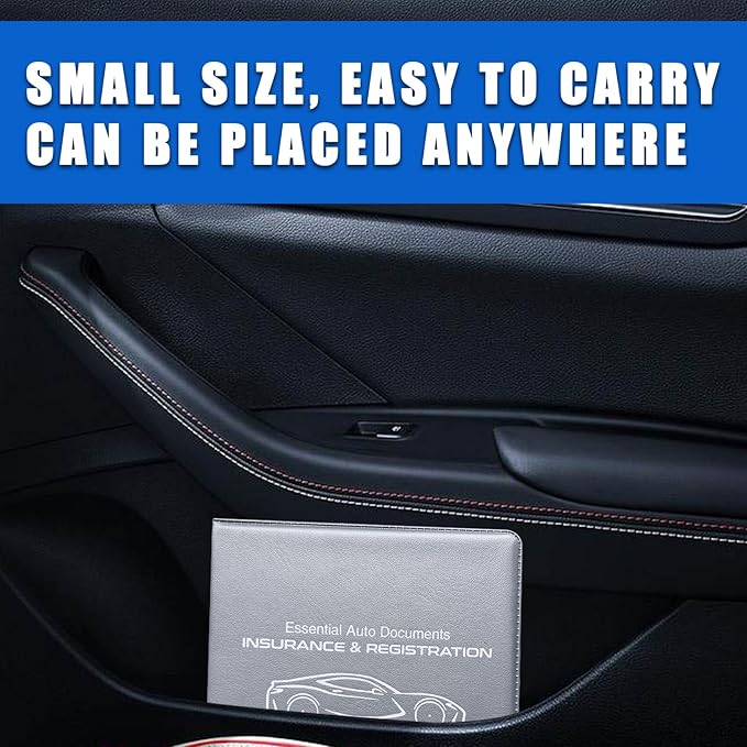 Ziciner Car Registration Insurance Holder, 2Pack Essential Auto Card Document Glove Box Organizer with Touch Fastener, Vehicle Interior Accessories Perfect for Most Car, Truck, SUV(Gray/Small Car)