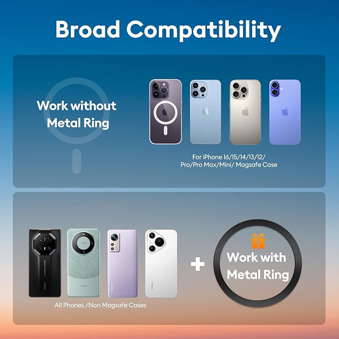 Magjieyx for Magsafe Car Mount Wireless Charger Magnetic Fast Charging Compatible with iPhone 16,15,14,13,12,Pro Max,Mini,Magsafe Case, Air Vent and Stick On Dashboard Car Phone Holder