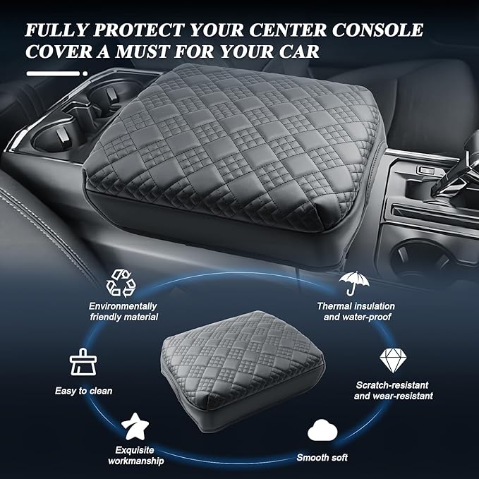 BIBIBO 2023-2026 Super Duty F/250/F-350/F-450 Center Console Armrest Cover for 2023 2024 2025 2026 Ford Super Duty(XL/XLT/Lariat/King Ranch/Platinum) Arm Rest Cover 2025 Super Duty Accessories