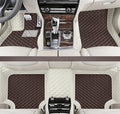 Customize Making Car Floor Mats for 99.99% Sedan SUV Pickup Truck Full Coverage Men Women Cute Leather Protection Pads Non-Slip Floor Liners (White+Business Coffee)