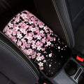 Cherry Blossom on Black Auto Center Console Cover Arm Rest Cover for SUV Truck,Soft Car Arm Rest Cover Universal Fit
