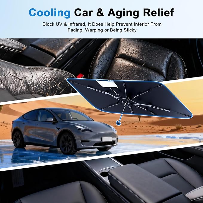 PEMOTech Baby Car Umbrella Windshield Sun Shade | Quick-Install Reliable UV Blocker&Heat Shield | Versatile Car Sun Visor | Keep Cool&Protect Interior | Medium(49"X25.6")