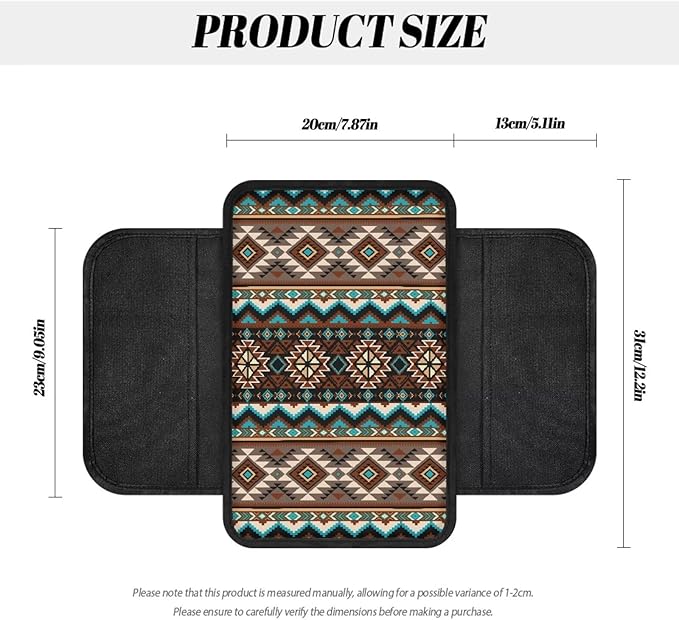 Boatee Navajo Auto Center Console Cover Southwest Arm Rest Cover for Car Easy to Install Dust-Proof Car Console Organizer Center Console Cover Comfort Car Center Console Cushion Pad Brown