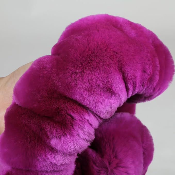 Fluffy Fur Wool Sheepskin Car Steering Wheel Cover for Woman Universal Auto Fuzzy Steering Wheel 14 1/2 inch-15 1/2inch Protector, Comforting Luxurious Soft (Magenta)