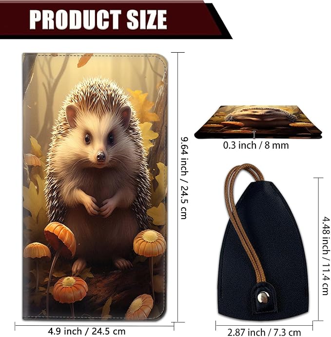 Yuxcfhjfe Car Registration and Insurance Holder, PU Leather Auto Document Holder for Men&Women, Vehicle Glove Box Compartment Organizer with Magnetic Shut for Driver's License, Hedgehog Pattern