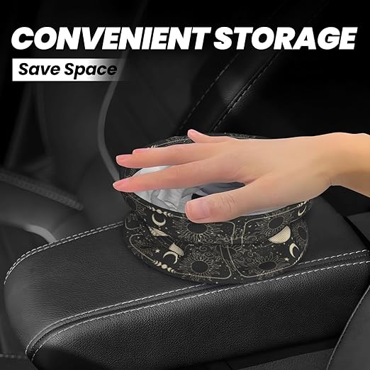 BEIANSHUO Vintage Sun Moon Stars Car Trash Can Collapsible Garbage Can,Hanging Trash Bag Water Proof with Suitable for Storage for Car Interiors,Home