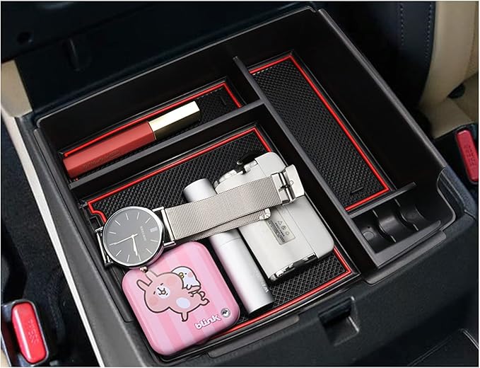 SXCY for 2022-2024 2025 Kia Carnival Center Console Organizer for 2023 2024 2025 Kia Carnival Armrest Console Organizer for 2024 2025 Kia Carnival Accessories (Red)