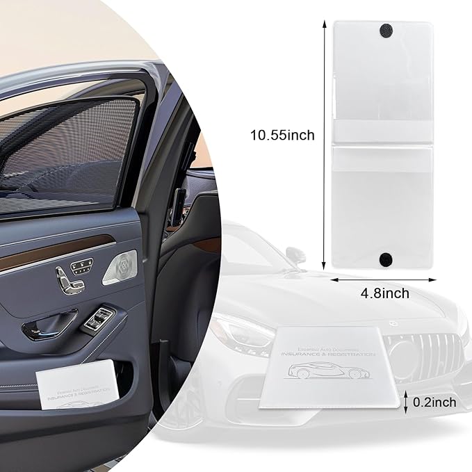 Ziciner Car Registration Insurance Holder, 2Pack Essential Auto Card Document Glove Box Organizer with Touch Fastener, Vehicle Interior Accessories Perfect for Most Car, Truck, SUV (White/Small Car)