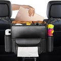 Car Purse Holder Between Seats, Car Seat Purse Handbag Holder, Automotive Consoles Organizers Storage Barrier Car Interior Accessories, Leather Large Capacity (Black)