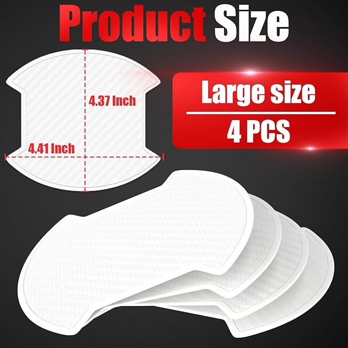 4Pcs Car Door Handle Scratch Protector Sticker, Universal Carbon Fiber Texture Door Handle Paint Protector, White(L)