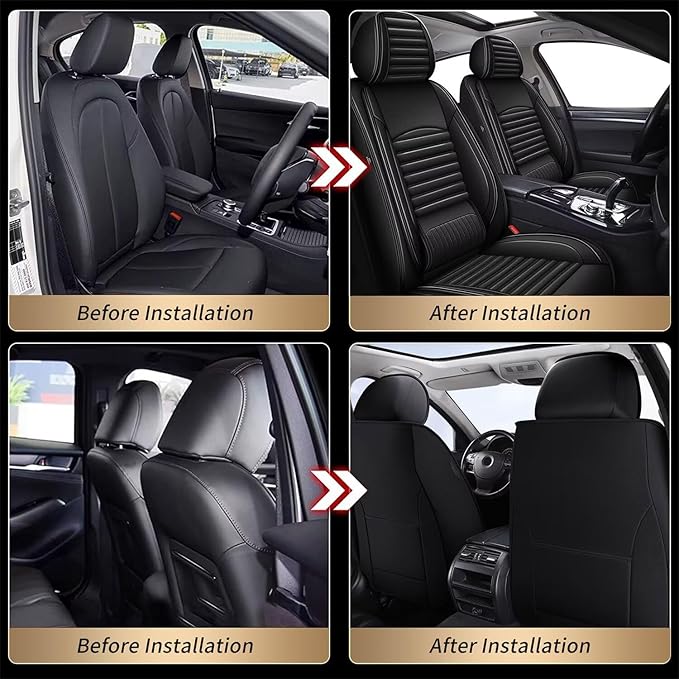 TTX LIGHTING 2 Front Car Seat Covers Custom Fit for Dodge Dart 2013-2016 Seat Covers Cushion Faux Leather Compatible with Airbag(Black)