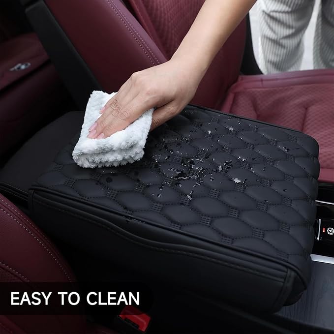 Car Armrest Cushion for Lexus UX RZ RC RX 2003-2025, Auto Center Console Covers Pad Leather Accessories, Memory Foam Arm Rest Protector Mat with Side Storage Bag, D/Red