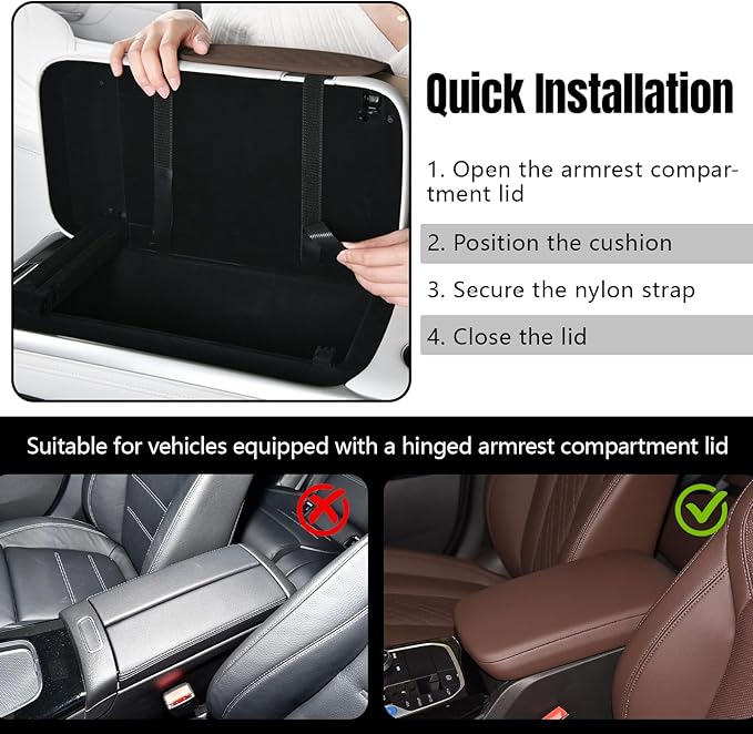 Hovom Car Center Console Armrest Pillow, 13.78"×7.48"×2.76" Leather Arm Rest Cover for Cars, Multifunctional Auto Armrest Cushion Pad with Pocket, Tissue Box & Cup Holder, Car Accessories (Coffee)