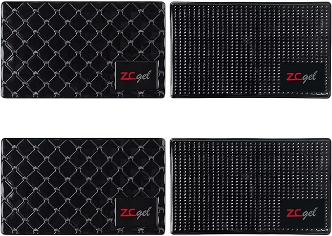 ZC GEL Sticky Dash Pad (4 Pack), Removable and Traceless Car Dashboard Mat with Heat Resistant, Sticky Non-Slip Dashboard Gel Pad for Cell Phone, Sunglasses, Keys, Coins and More (Size: 5.9" x 3.5")