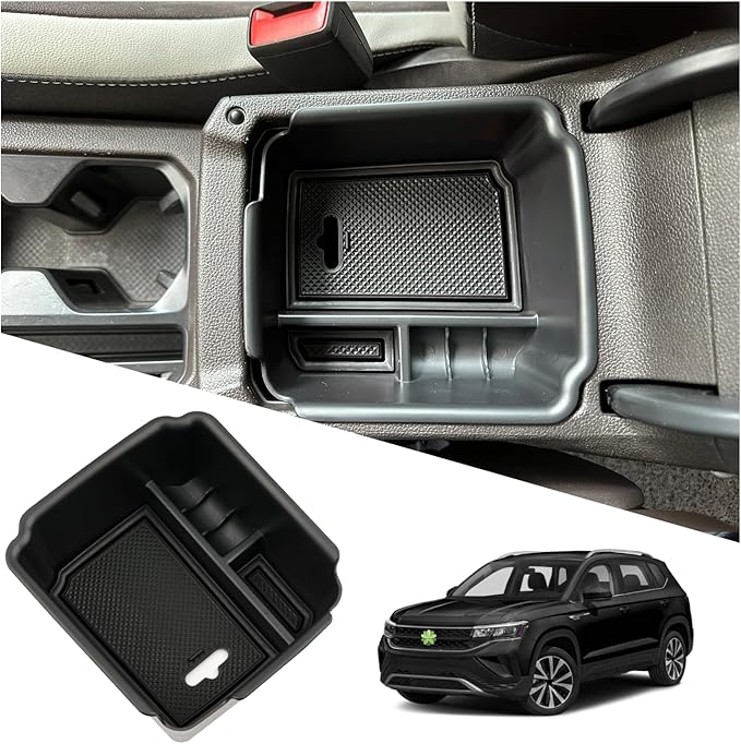 Ruiya 2026 Taos Center Console Organizer for VW Taos 2026 Accessories ABS Material Armrest Console Organizer Compatible with (2022-2026) VW Taos & (2018-2024) VW Tiguan