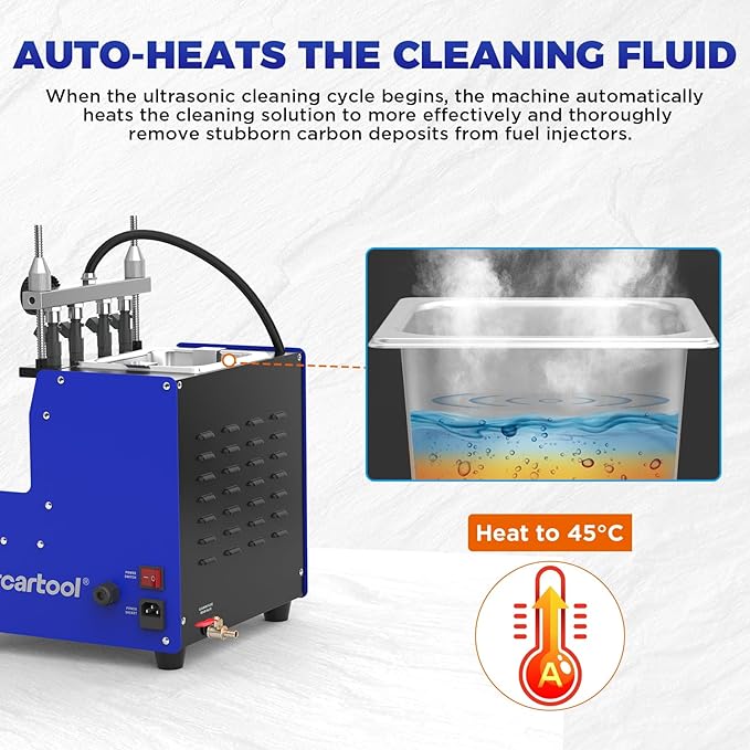 MR CARTOOL V309 GDI Fuel Injector Cleaner Tester Machine Diesel & Gasoline110V/220V 4-Cylinder Injector Cleaning Machine, Ultrasonic Test Clean Kit for Car Motorcycle EFI/FSI Injectors