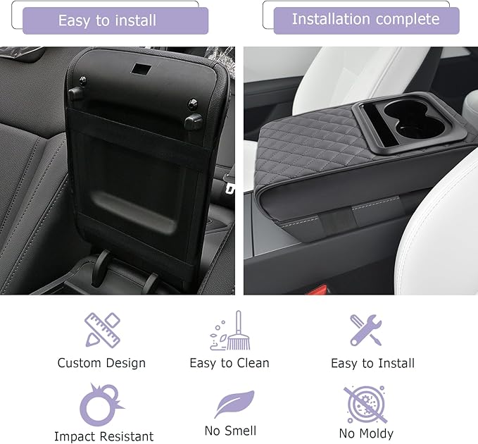 LUWU Car Center Console Cover Auto Armrest Cushion Middle Console Covers Arm Rest Cover Booster Pad Car Armrest Cover Center Console Cushion Leather Memory Foam for Most Vehicles, SUVs, Trucks, Cars