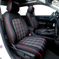HKZ Fit CRV Car Seat Covers Full Set for Honda CR-V 2017-2022; Custom Fit for CRV 2017-2022; Scottish Style Black/Red Leatherette