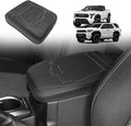 Muslogy Center Console Armrest Cover Compatible with 2024 Toyota Tacoma Accessories Armrest Lid Protector Vegan Leather Cushion Regular Thick(Black/Gray Stitching)