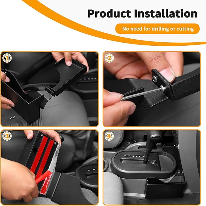 Hoolcar Gear Shift Organizer Center Console Hanging Box Gear Shifter Storage Tray Compatible with Jeep Wrangler JK JKU 2007-2010, Interior Accessories, Black