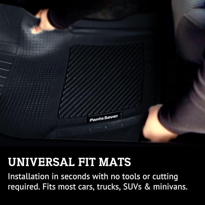 PantsSaver New Generation Car Mats – All-Weather, Heavy Duty, Waterproof, Anti-Slip Rubber Floor Liners for Cars, Trucks, SUVs, Minivans & More 4 Piece Set, Black
