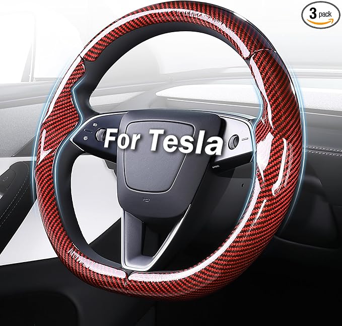 Steering Wheel Cover for Tesla Model 3 Highland(2024-Present)/ Model Y Juniper(2025-Present),Anti-Slip,Comfortable Grip,Breathable,Customized for Tesla Model 3/Y Accessories,Bright Red