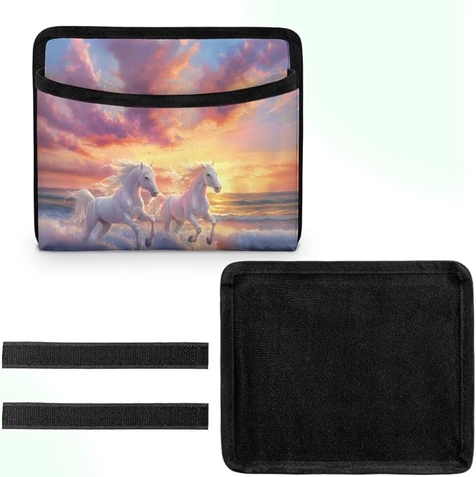 White Horse Auto Front Rear Seat Storage Bag for Cell Phone Sunglasses Coin Car Side Pocket Organizer Holder Tray Pouch for Vehicle Seat Console Door Multifunction Car Accessories