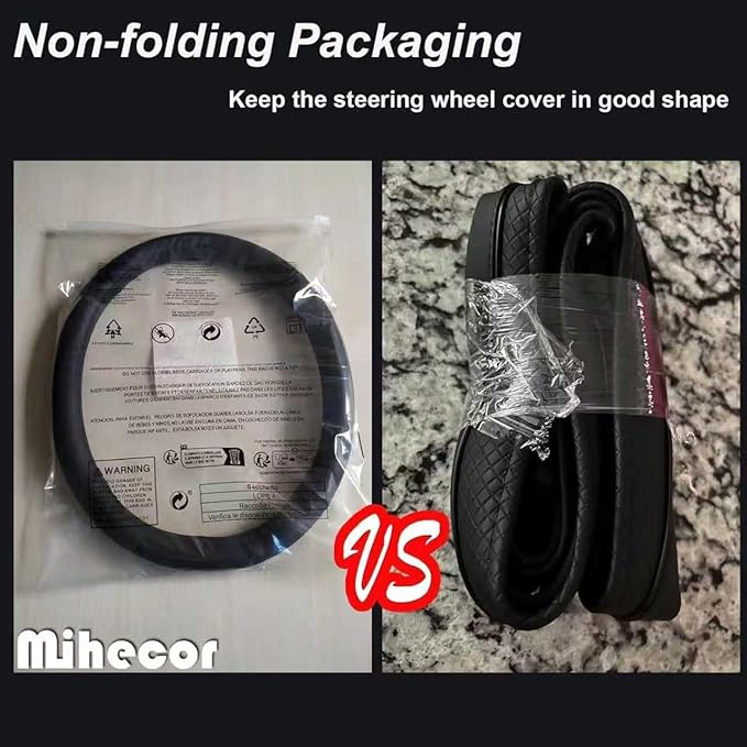 Mihecor Steering Wheel Cover Small Size 14-14.25 inch, Non-Slip Car Wheel Protector for Prius Civic Model 3 Model Y Camaro, Breathable Microfiber Leather, Black