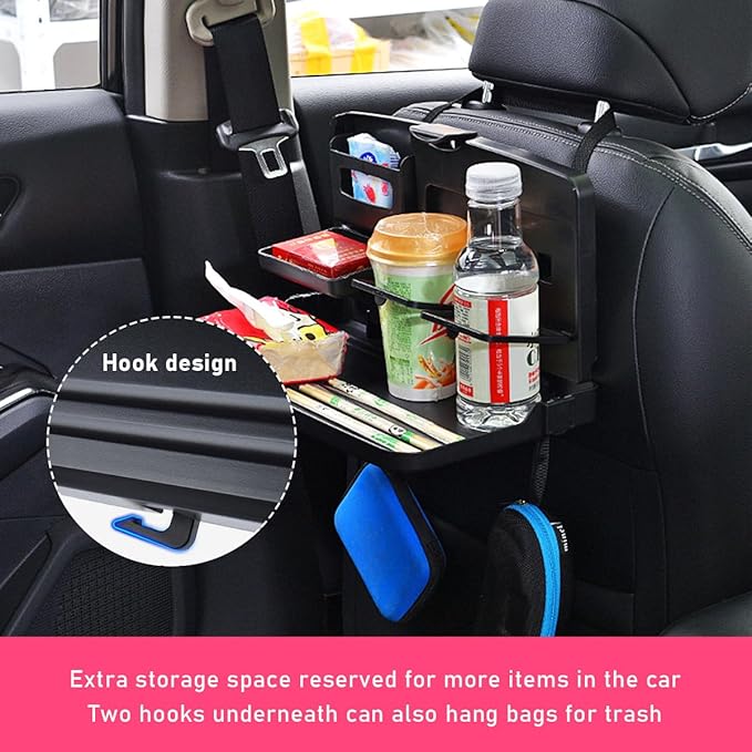 Foldable Car Food Tray Holder, Multi Functional Portable Backseat Tray Desk for Eating, Drinking and Writing, Laptop Work