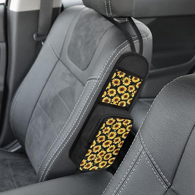 Sunflower Automatic Seat Storage Hanging Bag Car Seat Side Organizer Multifunctional Multi-Pocket Drink Holder Car Travel Accessories Suitable for All Cars