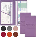 JUSTTOP 2Pack Car Registration and Insurance Holder,Car Document Holder for Cards License with Magnetic Shut,Vehicle Glove Box Car Organizer for Documents, Cards, License(Purple)