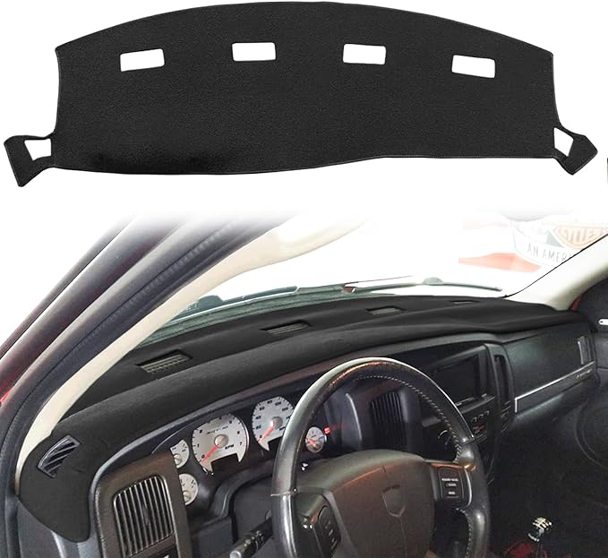 Yiz Dashboard Cover Dash Cover Mat Custom Fit for Dodge Ram 1500 2002-2005,2500/3500 2003-2005 (02-05Black) Y22