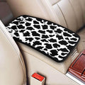 Black Center Console Cover for SUV Truck Van Sedans Cute Cow Armrest Pad Protector for Women Men Car Interior Accessories White Armrest Cushion