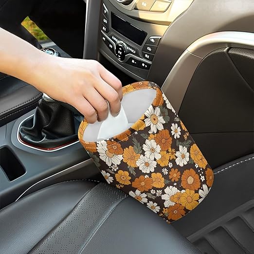 Brosoneto Collapsible Floral Trash Can - Accessories for Cars, Camping & Family Gatherings, Easy to Clean