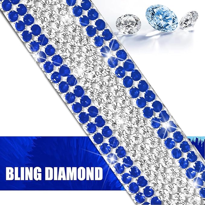 Mandark 8PCS Bling Car Door Handle Protector, Crystal Rhinestone Vehicle Door Bowl Protective Sticker, Glitter Anti-Scratch Auto Decor Decals Accessories, Universal for SUV, Sedan, Truck (Blue/White)