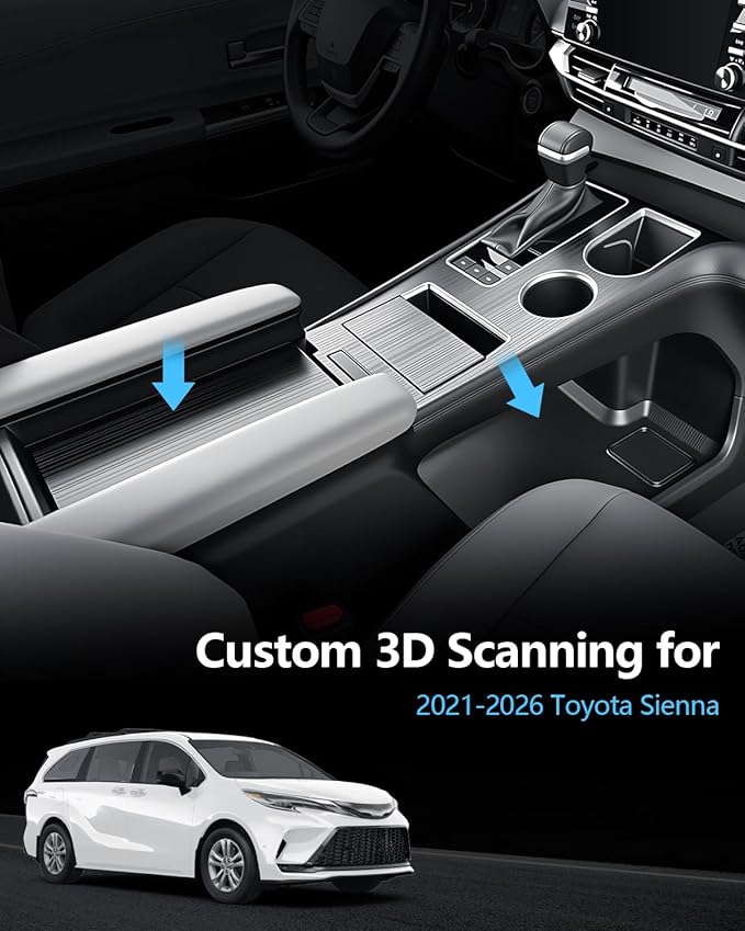 SKTU 3-Pack for 2021-2026 Toyota Sienna Center Console Organizer 2021-2026 Sienna Lower Console Tray Toyota Sienna 2024 2025 2026 Accessories Under Console Tray (Not Fit Models with Refrigerator)