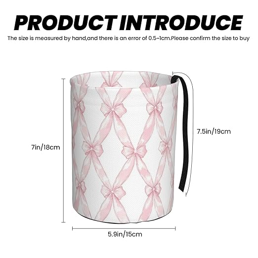Pink Ribbon Bow Car Trash Can Leak-Proof Waterproof Hanging Trash Bin Collapsible Garbage Can for Car Accessories Travelling Camping