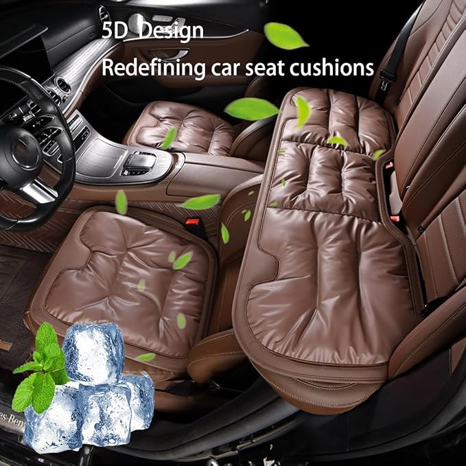 Livena Car Seat Cushion for Long Driving, Livena Lumbar Comfortable Memory Foam Car Seat Cushion, Universal Anti-Slip Seats Covers Front (Brown)