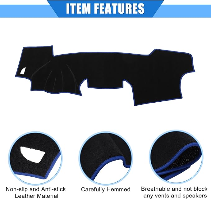 Car Dashboard Cover Compatible for Toyota RAV4 2001-2012, Protective Polyester Black Blue Center Console Interior Trim Dash Cover Mat Pad