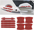 10PCS Bling Car Door Handle Reflective Trim Decals Stickers,Universal Rhinestone Door Side Rear View Mirror Scratch Resistant Protector Cover Car Accessories Red