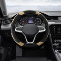 Car Steering Wheel Cover, Steering Wheel Protector, Universal 14.5-15 Inch Microfiber Leather Breathable Auto Steering Wheel Covers, Carbon Fiber Steering Wheel Cover for Women Men (Beige)