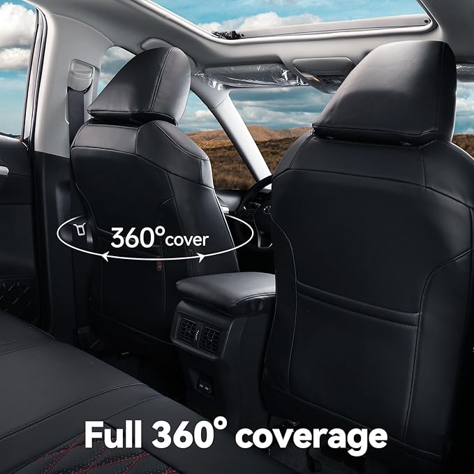 coverdream Corolla Cross Leather Seat Covers Custom Fit for 2023-2026 Toyota Corolla Cross Hybrid S,SE,XSE,Nightshade SUV,Fully Covered,Luxury Waterproof Car Seat Protector(Full Set,Red/Black)