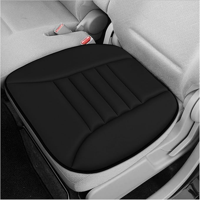 Car Seat Cushion, 1.2" Thick Comfort Memory Foam Auto Seat Pad with Non Slip Bottom, Breathable Driver Seats Pillow Pressure Relief Chair Cushion for Vehicle Office Home (Black)
