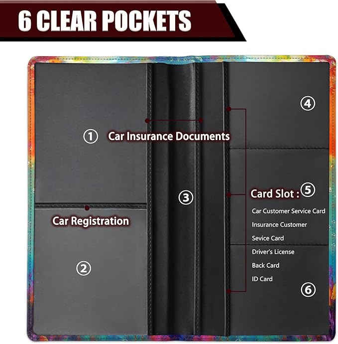Car Document Holder with Magnetic Shut, Car Registration and Insurance Card Holder, Vehicle Glove Box Organizer Documents, Driver License, Auto Paperwork Organizer Wallet, Colorful Seal In The Seabed