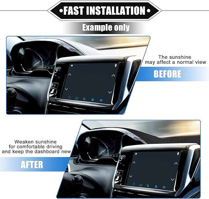 Car Dashboard Cover Mat Compatible for Chevrolet Aveo 2012-2016, Protective Flannels Black Center Console Interior Trim Dash Board Mat