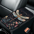 Dragonfly Flower Middle Console Covers Elastic Flannel Center Console Cover Anti-Slip Washable Car Center Console Lid Cover Accessories Compatible with Cars,SUV,Trucks