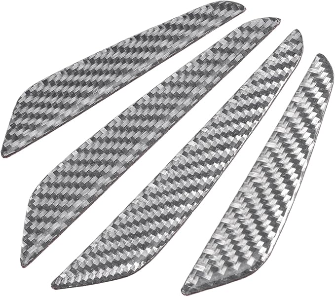 4Pcs Universal Real Carbon Fiber with 2mm Twill Woven Texture Door Edge Guard Paint Scratch Bumper Protector Anti Door Slam Silver Protective Pad Sticker Cover Protective Film