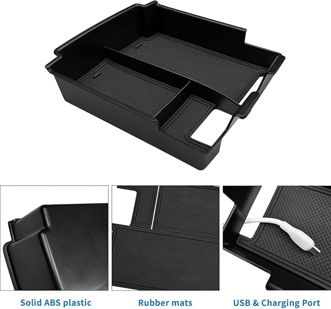 Xaido Center Console Tray Compatible with Ford Bronco 2025 4-Door Automatic Transmission, Center Console Armrest Box Organizer, Black (Not for 2-Door & Bronco Sport)