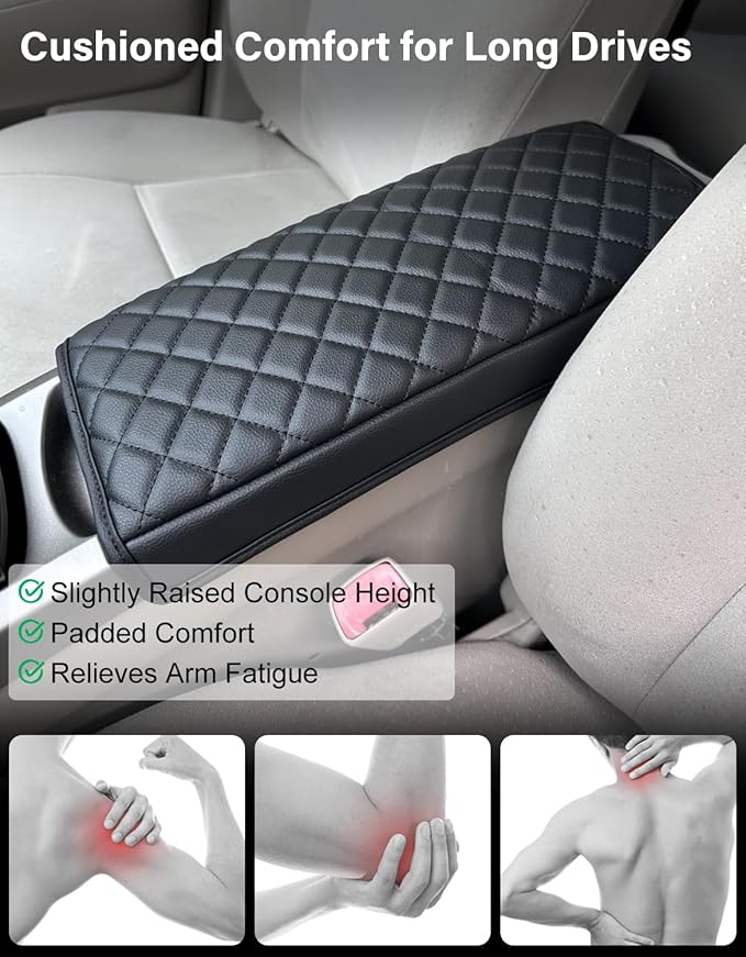 Center Console Armrest Cover for 2004 2005 2006 2007 2008 2009 Toyota Prius Accessories, Microfiber Leather Middle Console Cushion Protector, Anti-Scratch, Black